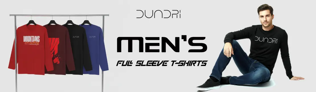 Dundri Men’s Full Sleeve T-Shirts – Premium Cotton, Comfortable and Trendy