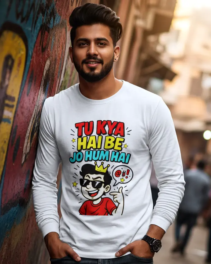 Dundri Full Sleeve T-Shirt – Stylish Statement Tee for Men Dundri Men’s Full Sleeve T-Shirt – Bold Statement Print, Comfortable Cotton