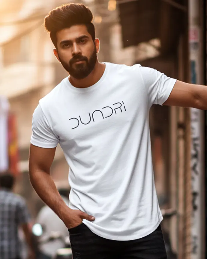 Dundri Longline Curved T-Shirt – Modern Streetwear Look Dundri Men’s Longline Curved Hem T-Shirt – Street Style, Trendy Cotton Tee
