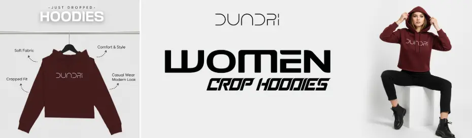 Dundri Women’s Crop Hoodies – Trendy, Cozy & Stylish Streetwear for Women