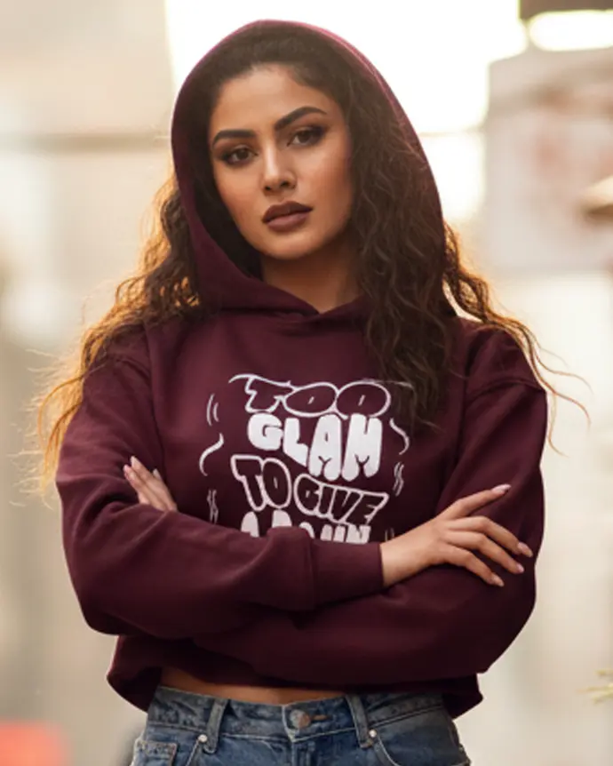 Dundri Graphic Crop Hoodie – Bold Printed Hoodie for Women in Premium Fabric