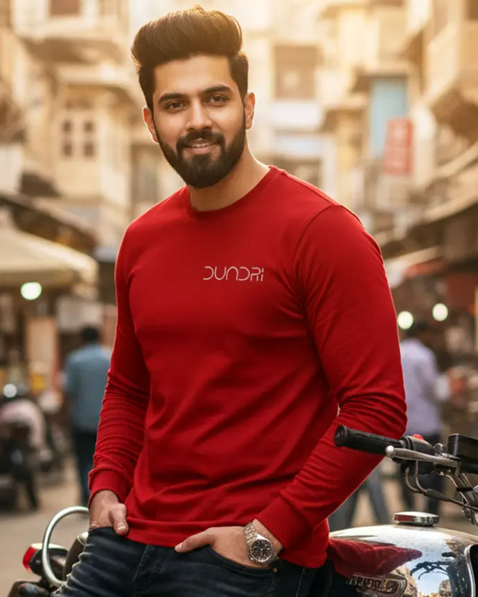 Dundri Men’s Printed Full Sleeve T-Shirt - Trendy, Comfortable Cotton