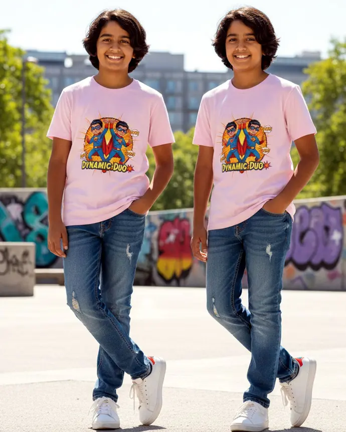 Dundri Twin Boys T-Shirt Bro Squad Printed Kids Tee