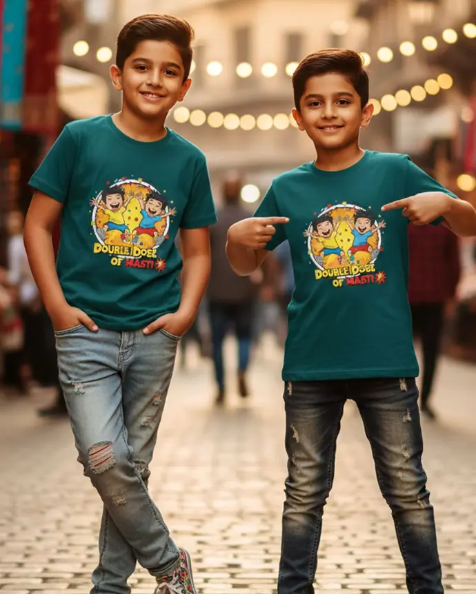 Dundri Twin Boys T-Shirt Hero Duo Stylish Cotton Tee