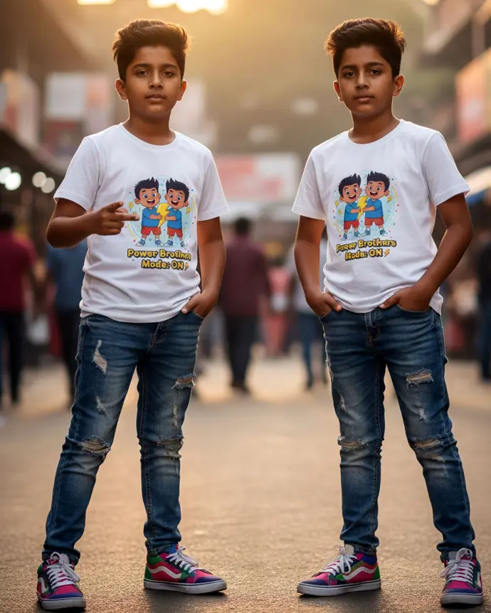 Dundri Twin Boys T-Shirt King Prince Matching Kids Tee