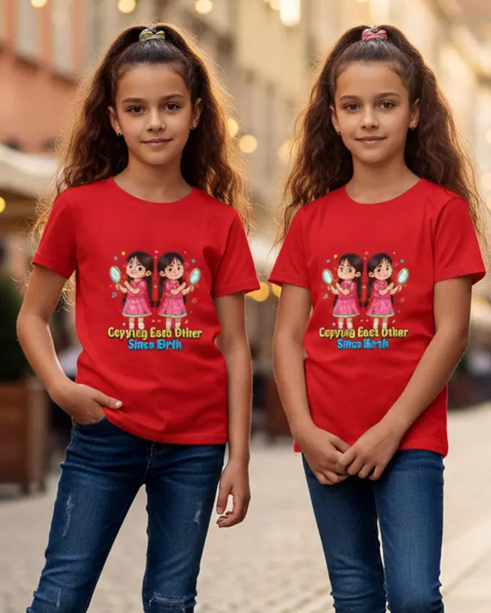 Dundri Twin Girls T-Shirt – Star Sisters Dundri Twin Girls T-Shirt Star Sisters Stylish Cotton Tee