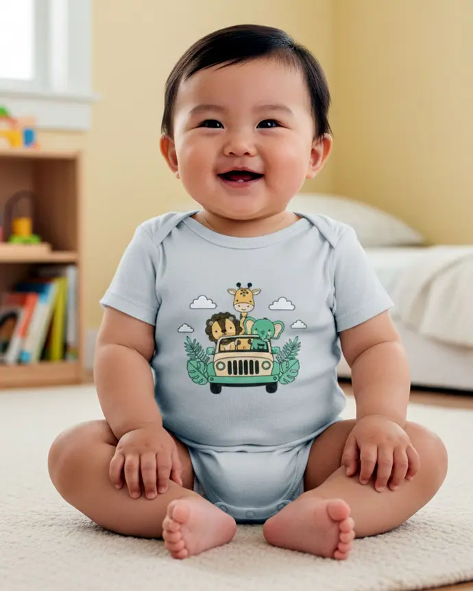 Dundri-Kids-Ramper-Jeep,Soft Cotton Baby Romper