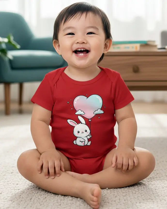 Dundri-Kids-Ramper-Rabbit Heart,Soft Cotton Baby Romper