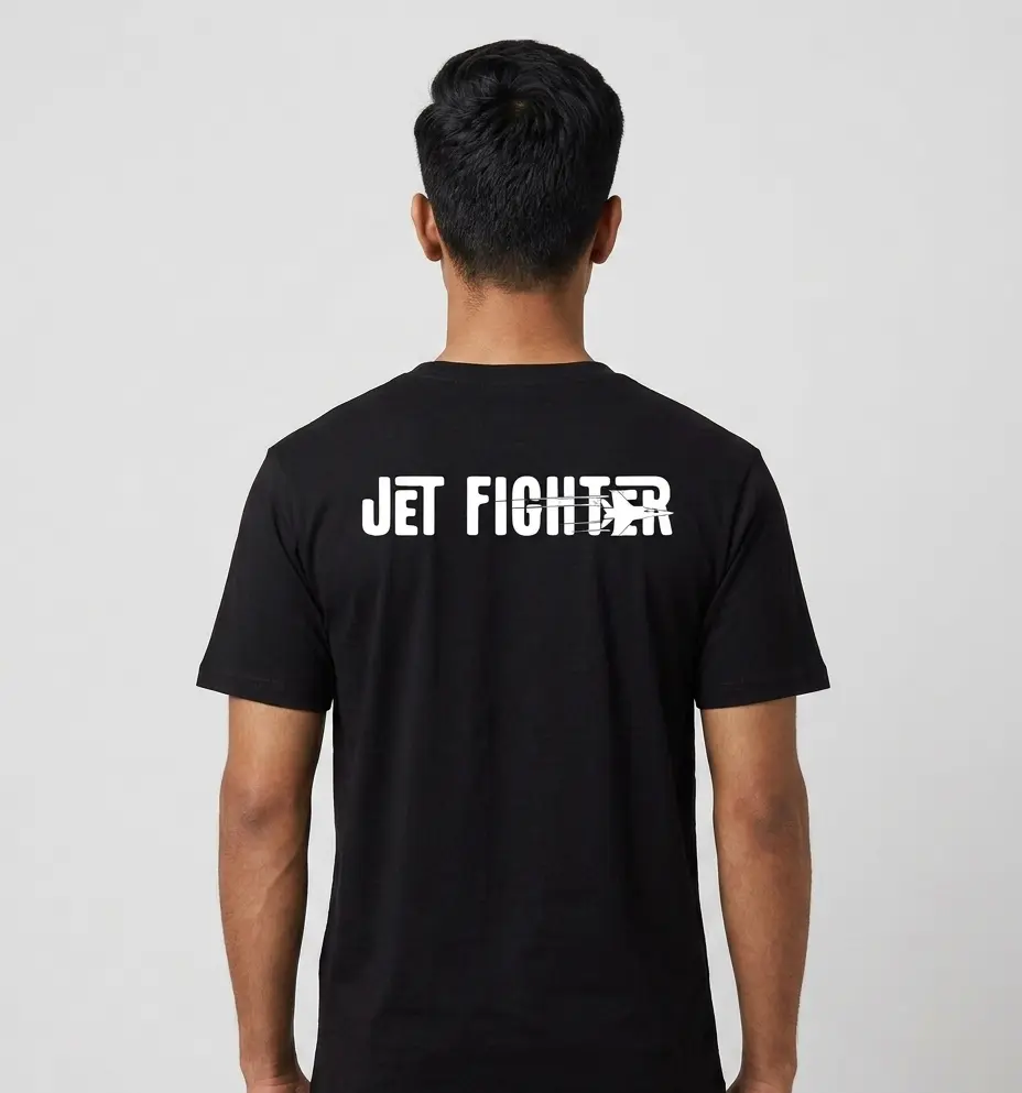 Dundri Jet Fighter Unisex Stretch T-shirt back side.webp