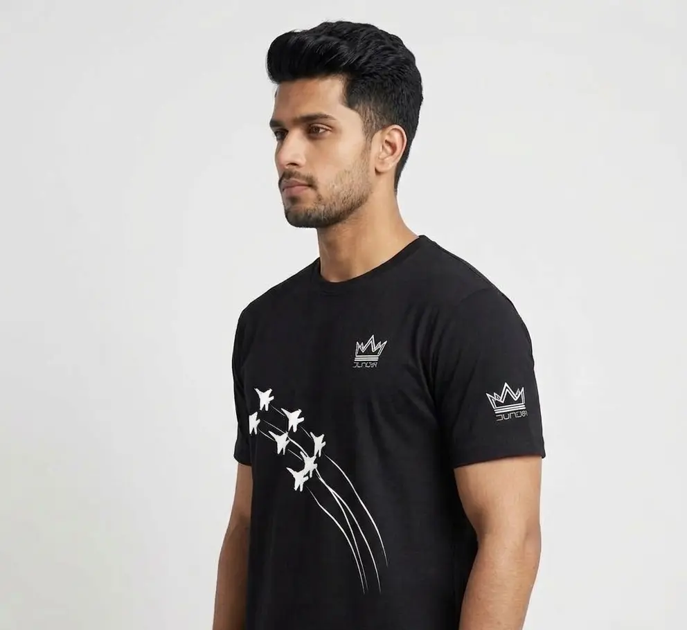 Dudnri Air Jet Show Unisex Stretch T-shirt Left Side.webp