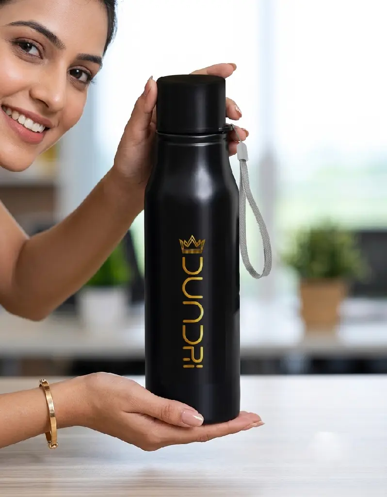 Dundri Logo Black Water Bottle - Engraving model.webp