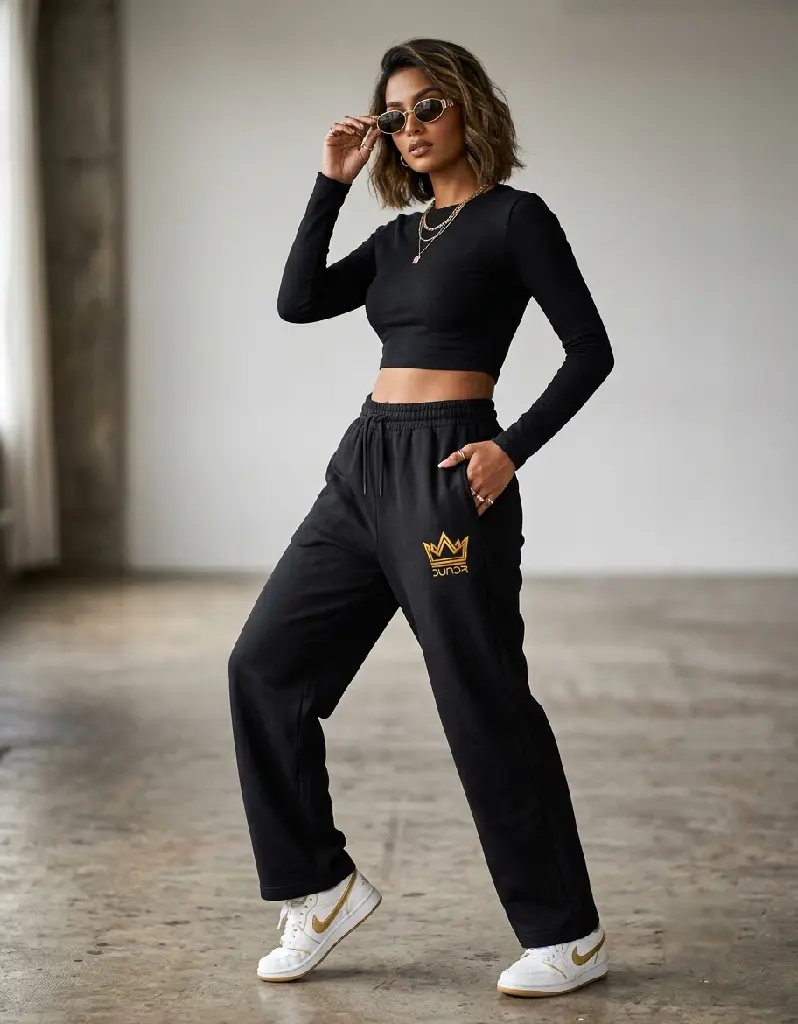 Dundri Black Women Sweatpants Black model.webp