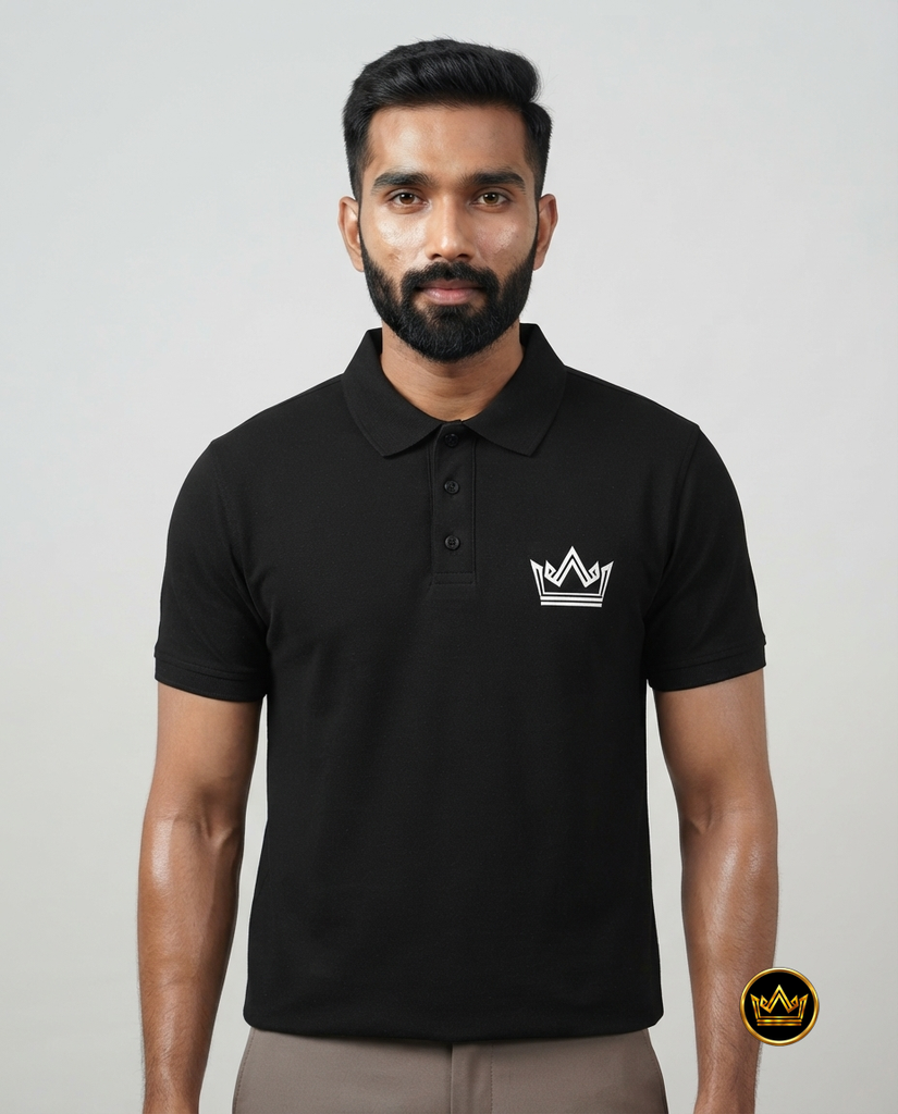 Dundri Essential Airtex Polo (Black, S)