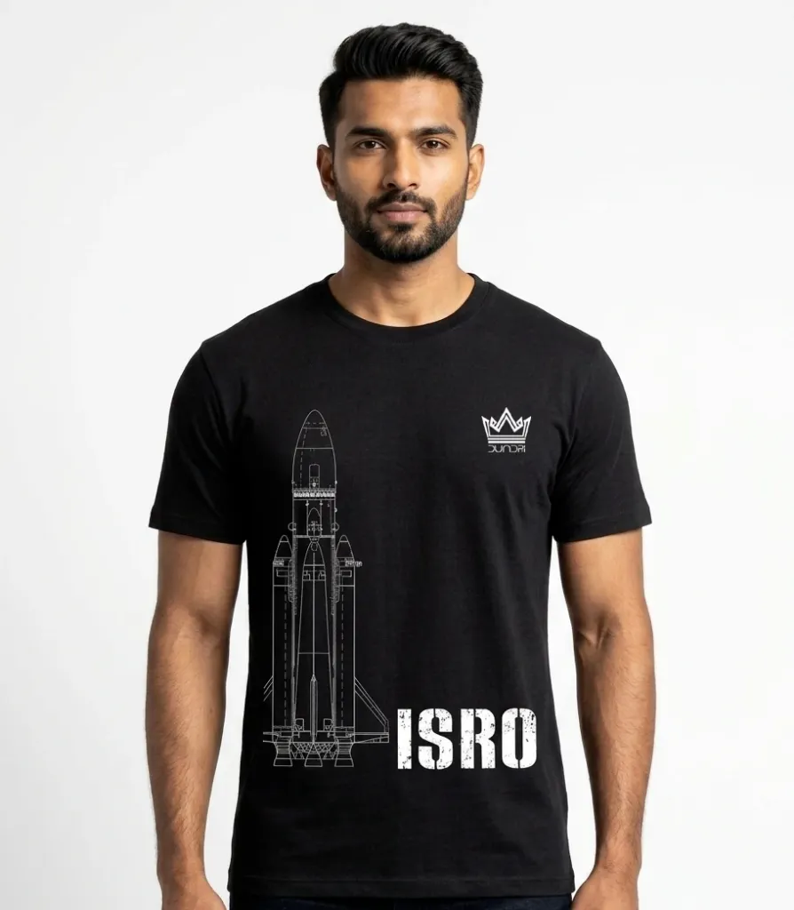 Dundri Men ISRO Supima T-Shirt (Black, S)