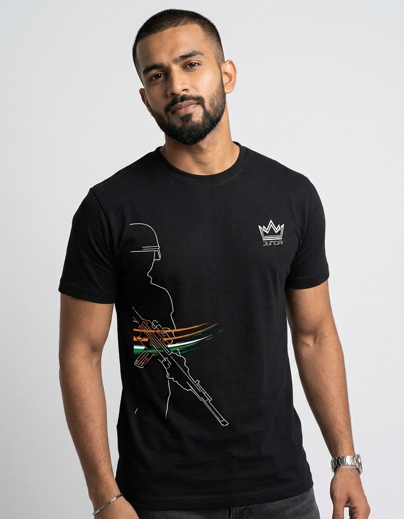 Dundri Men Sainik Supima T-Shirt (Black, S)